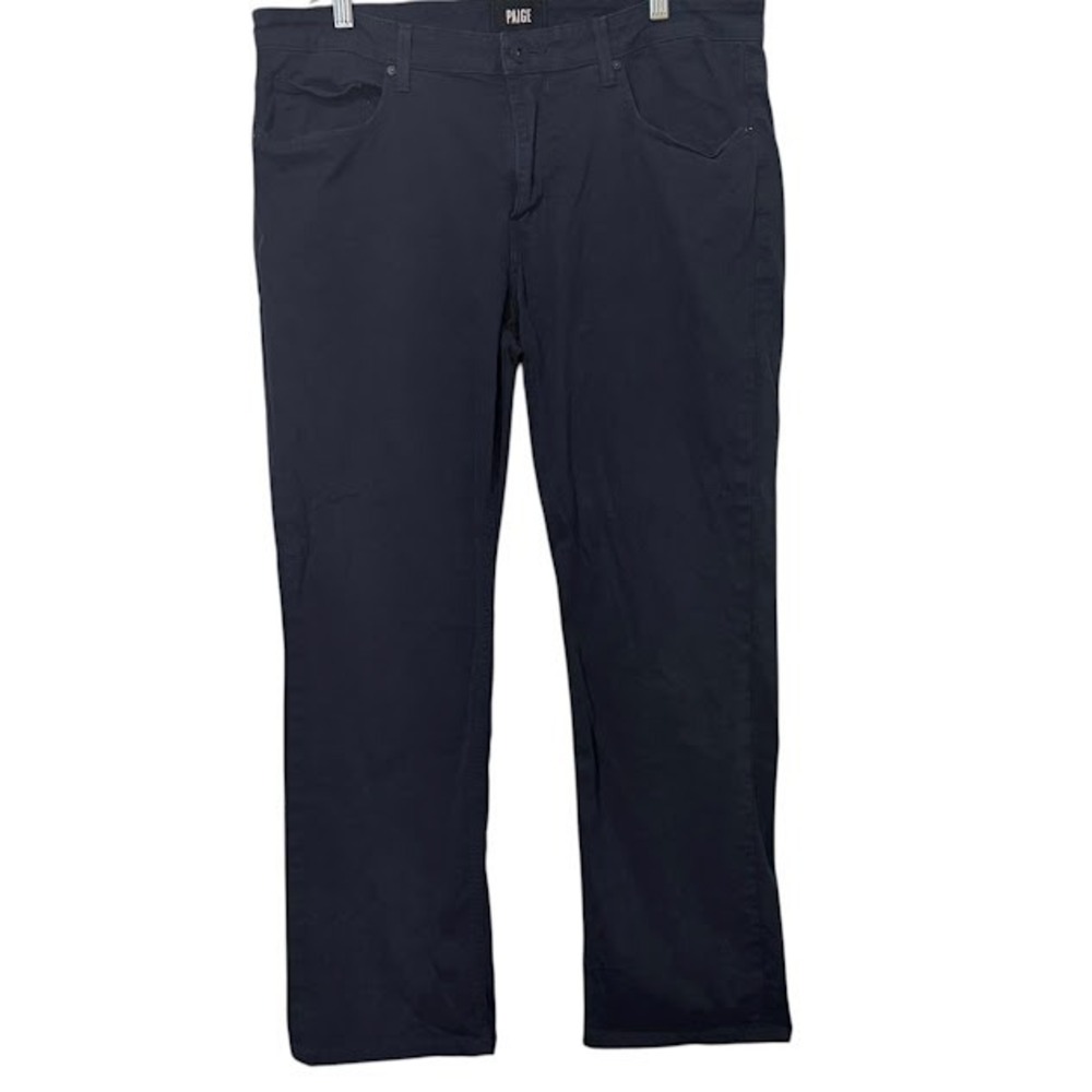 Paige Navy Blue Normandie Straight Leg Stretch Chino Pants Mens 36